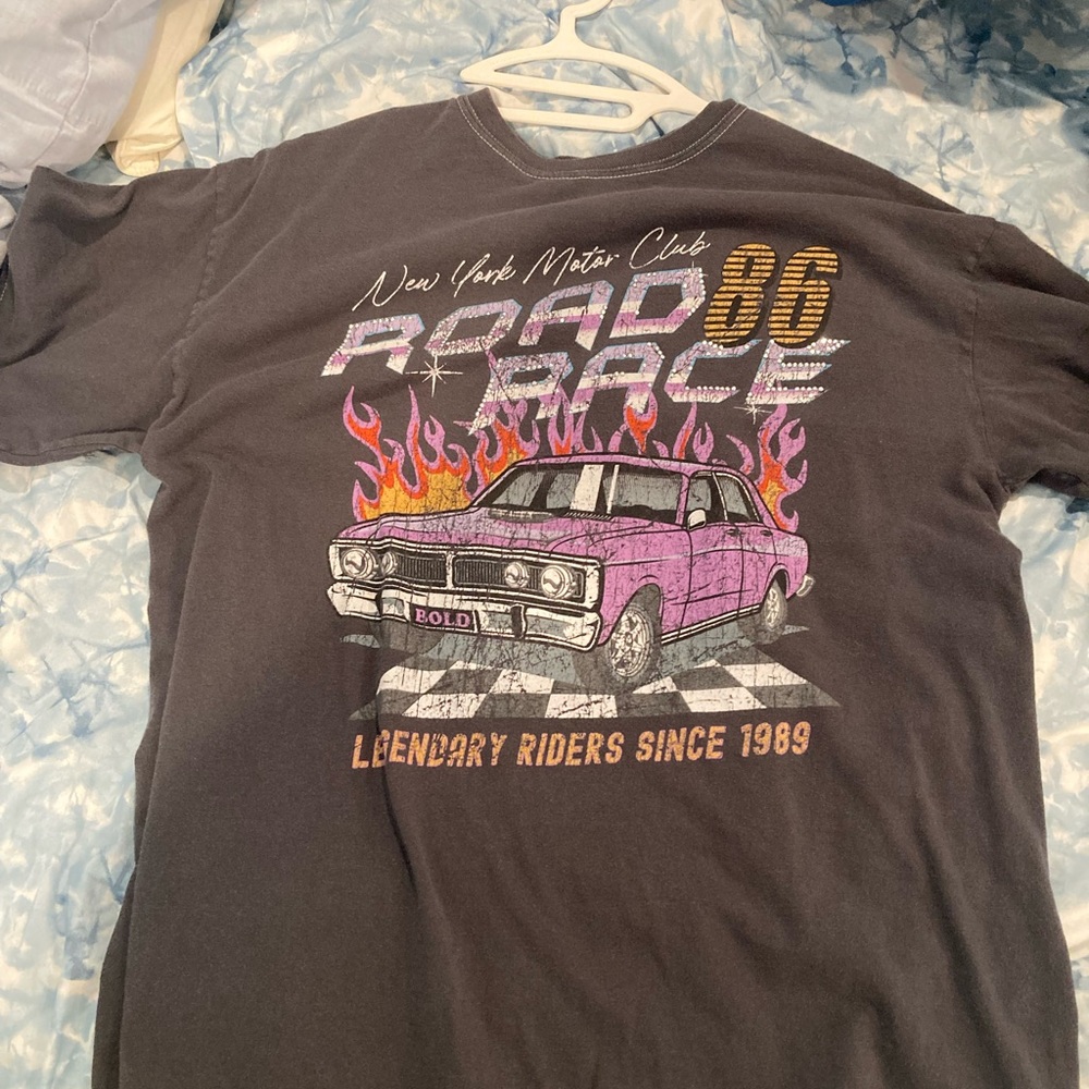 Forever 21 Black Road Race Graphic Tee